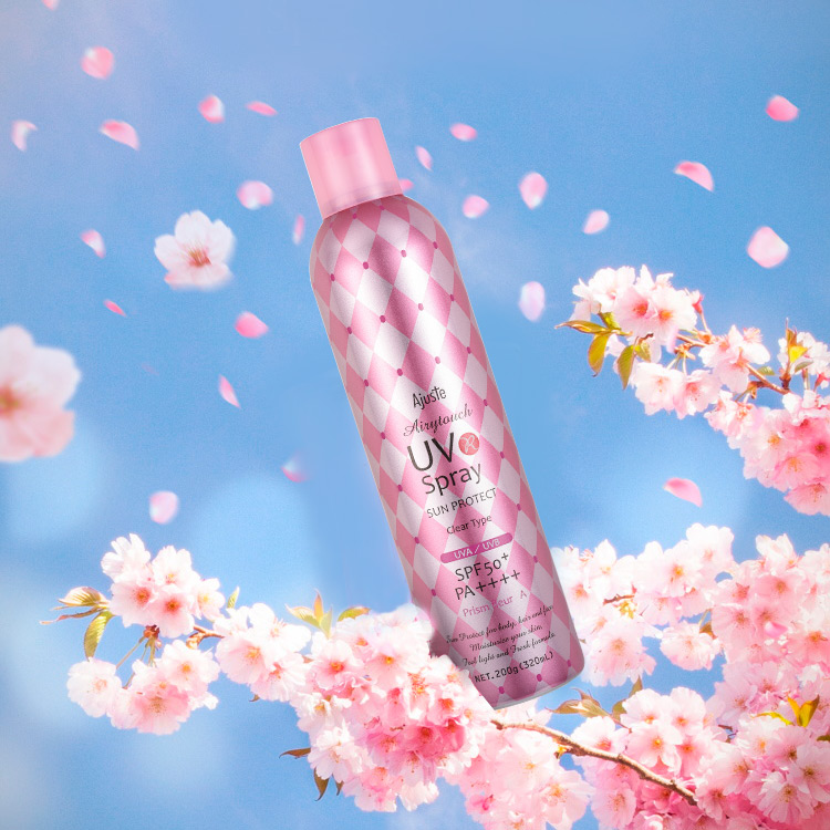 Ajuste爱伽丝日本防晒喷雾樱花定妆防水保湿学生女大容量640ml