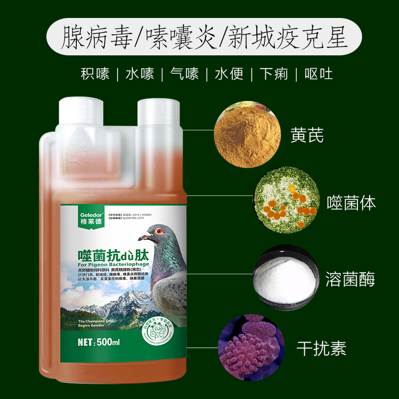 鸽子拉稀专用噬菌体活菌沙门氏新城疫嗉囊炎非抗病毒用品鸽药大全-图1