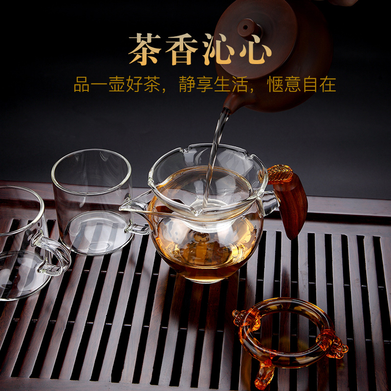 唐顺茶隔过滤网茶叶滤网器透明玻璃茶漏茶道配件公道杯泡茶器漏斗 - 图3