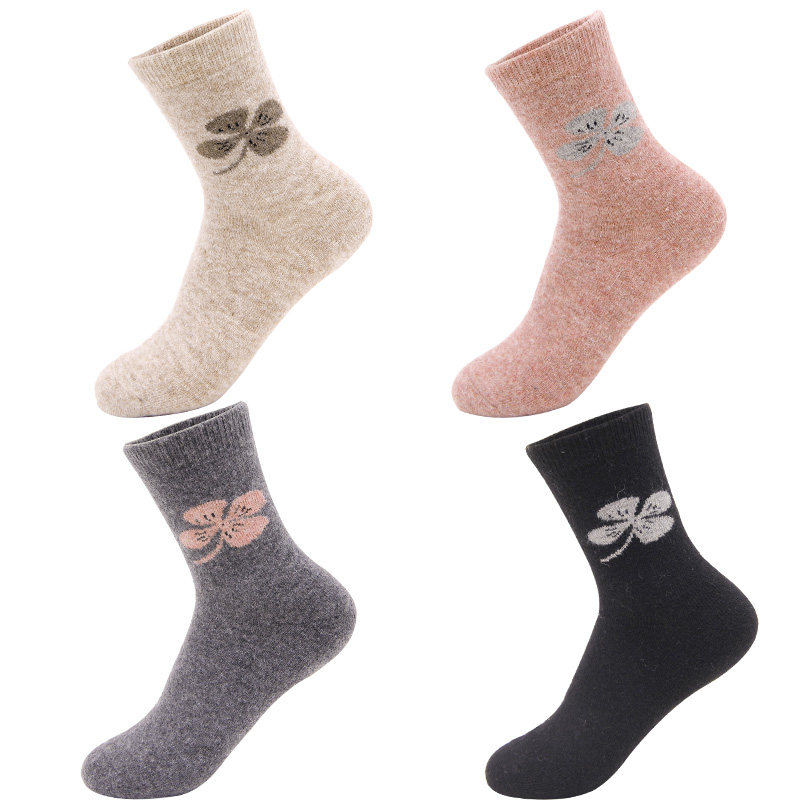 MaxDavid女秋冬加厚保暖袜时尚四叶草女棉袜防臭运动袜女兔羊毛袜,淘宝优惠券,粉丝福利购,淘宝优惠卷