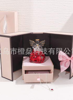 跨境电商玻璃罩永生花 小天使永生玫瑰 七夕情人节礼物玻璃罩摆件