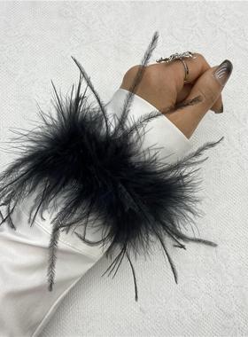 跨境22色鸵鸟毛啪啪圈亚马逊羽毛手环手腕带饰品玩具头饰手镯