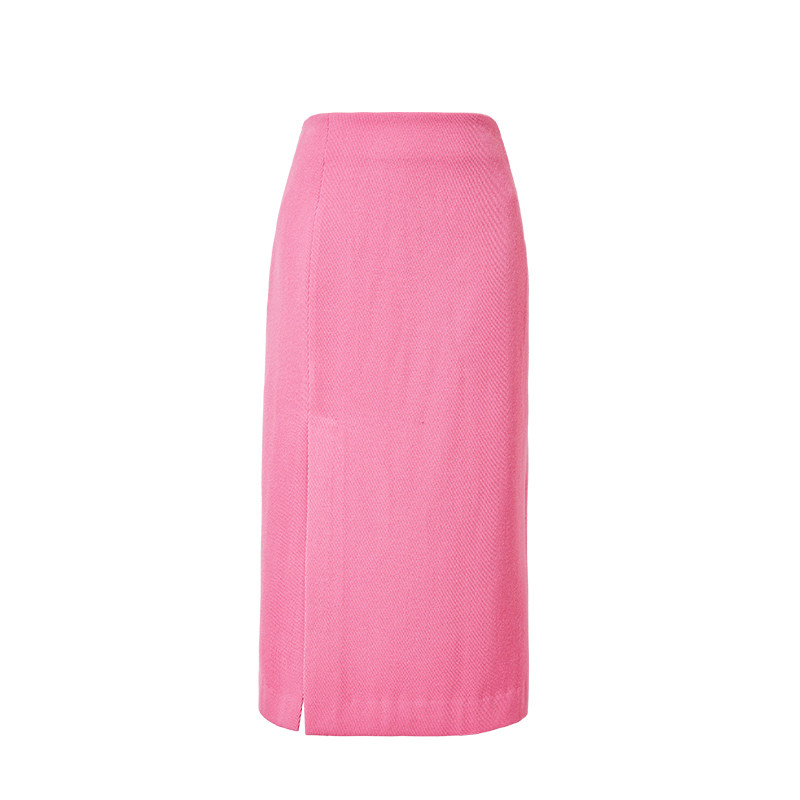 indicia 粉色羊毛裙子半身裙女H型一步裙冬季时尚标记女装