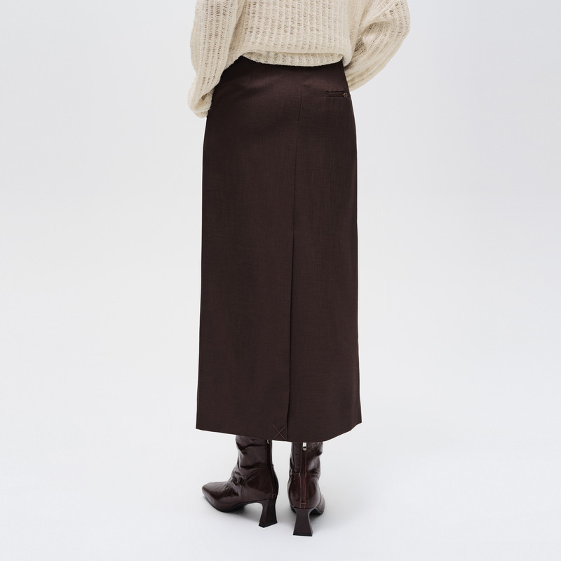 indicia标记夏季咖色半身裙中长款裙子商场同款女装6B406QZ305C