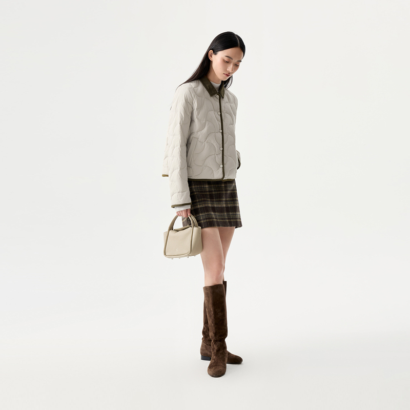 indicia标记25冬新款复古毛呢高腰显瘦格子短款半身裙女L2D5QZ257 - 图2