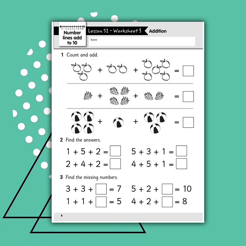 美国小学一二三年级数学math作业纸幼小衔接幼儿园启蒙课堂实练-图0