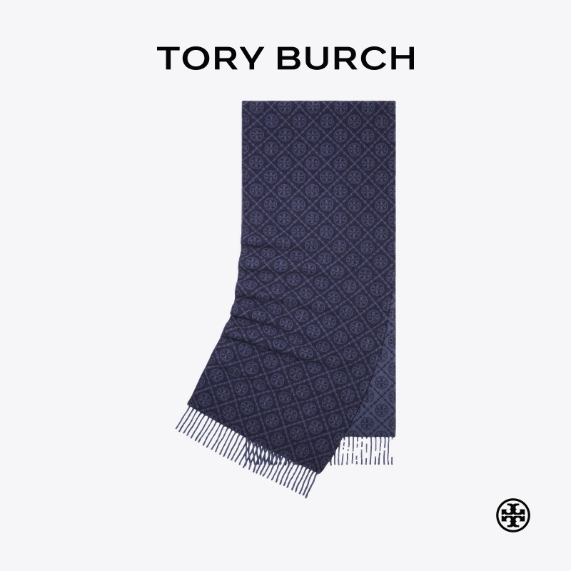 【12期免息】TORYBURCH汤丽柏琦T MONOGRAM 绵羊毛提花围巾164571