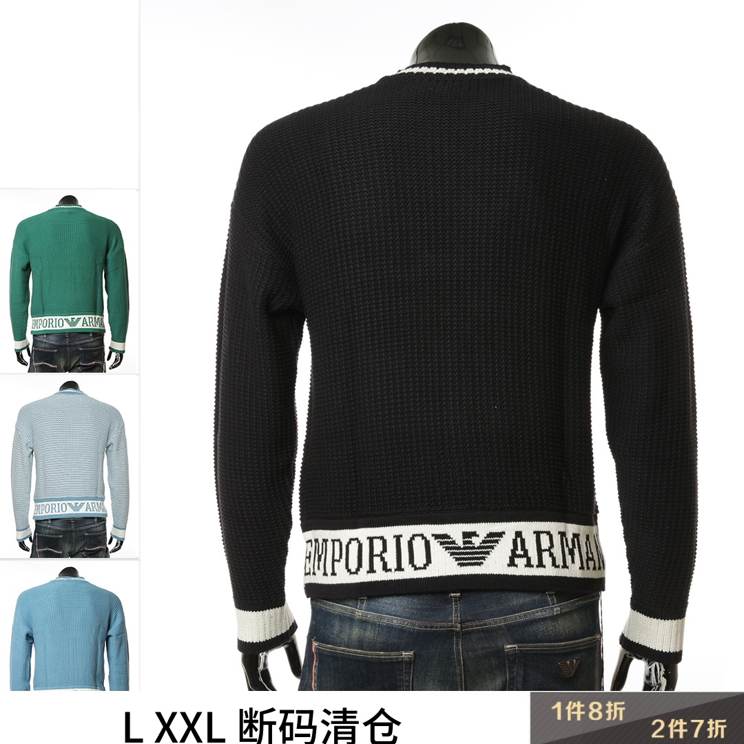 Armani/阿玛尼EA 男士潮厚重感保暖休闲圆领针织衫 6L1MX3 1MQQZ