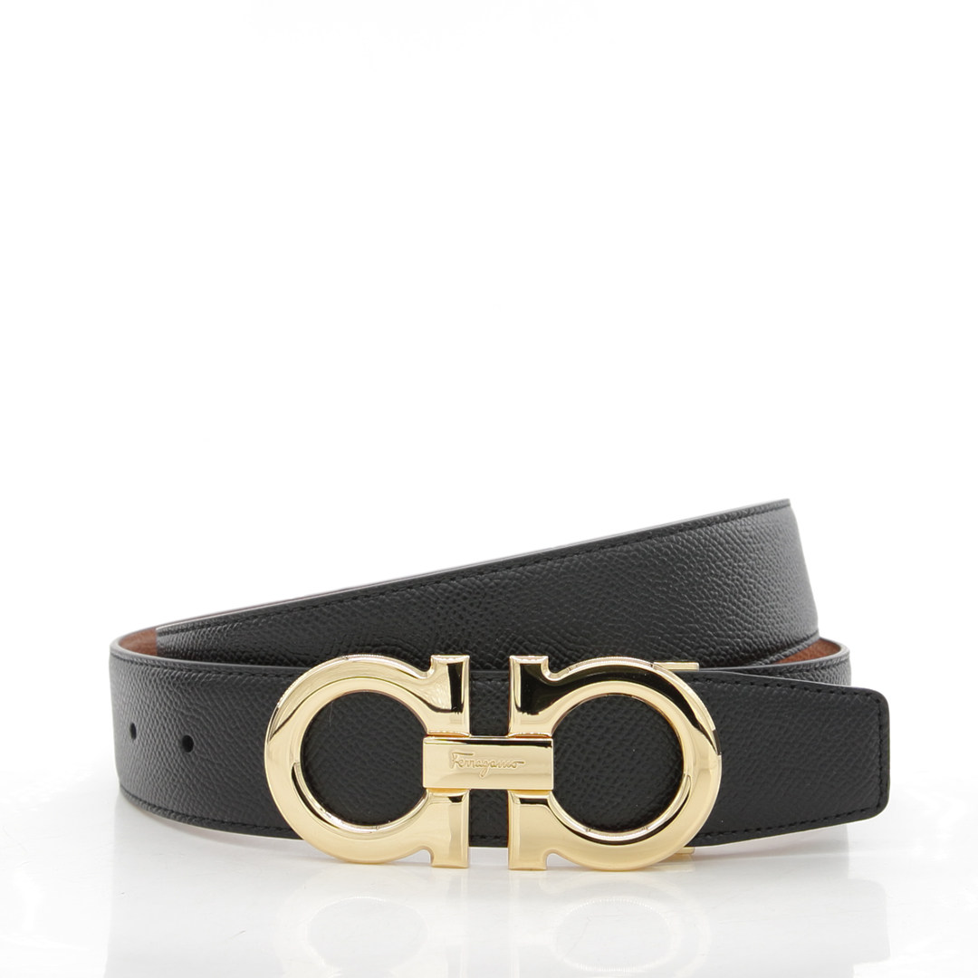 ferragamo 菲拉格慕 男士经典时尚金马蹄扣真皮2面用皮带 749911