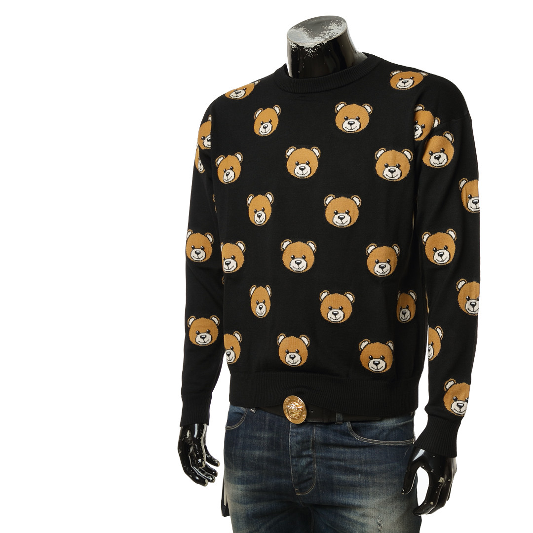 moschino/莫斯奇诺男士小熊纯羊毛保暖针织套头毛衣 v0924 5200