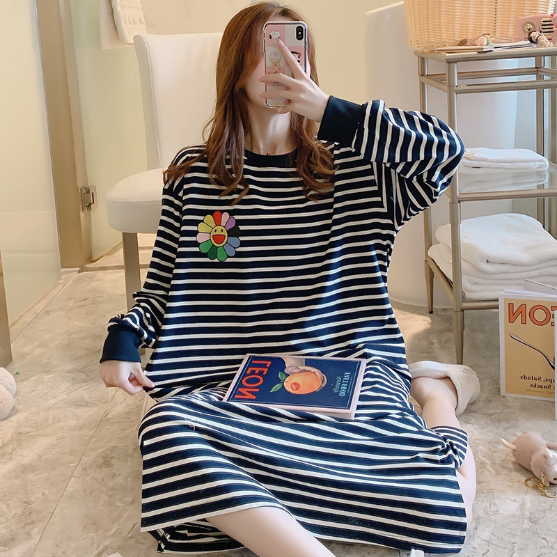 春秋纯棉长袖睡裙长款过膝公主裙子 俏韵芬睡裙