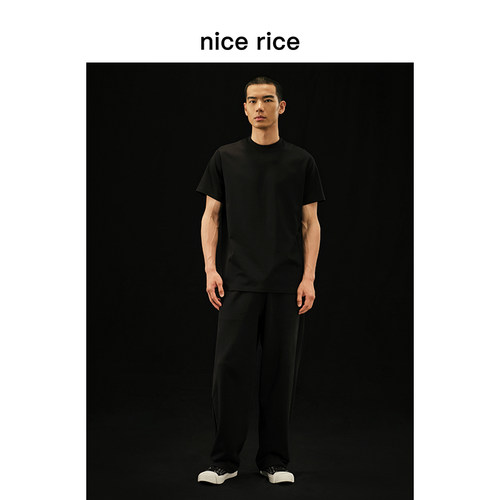 nice rice好饭 r.系列240G匹马棉休闲罗纹圆领短袖T恤男NGC02073 - 图2