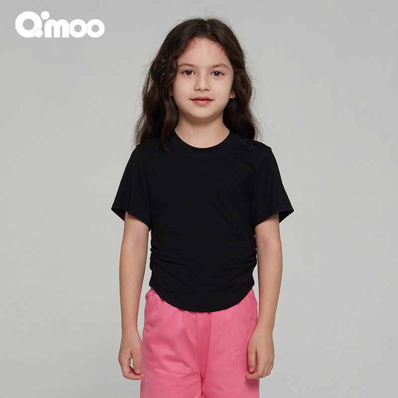 Qimoo淇木24夏季新款童装女童圆领短袖宽松休闲套头衫QCL2TP117A - 图2