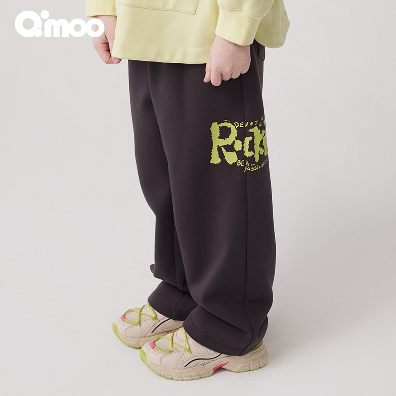 Qimoo/淇木24冬季新款童装男童套装设计运动感加绒卫裤QCL4KP217B