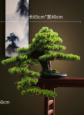 装饰中式客厅花架迎客松