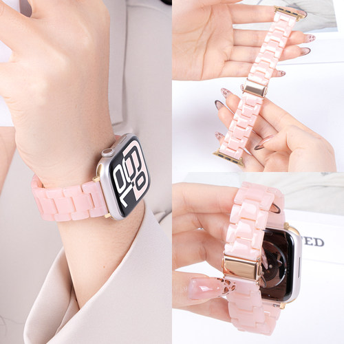 适用苹果手表表带树脂s10运动iwatch表带applewatch11表带se女款ultra3男士7创意s9代8智能s11新款46mm45透气 - 图0