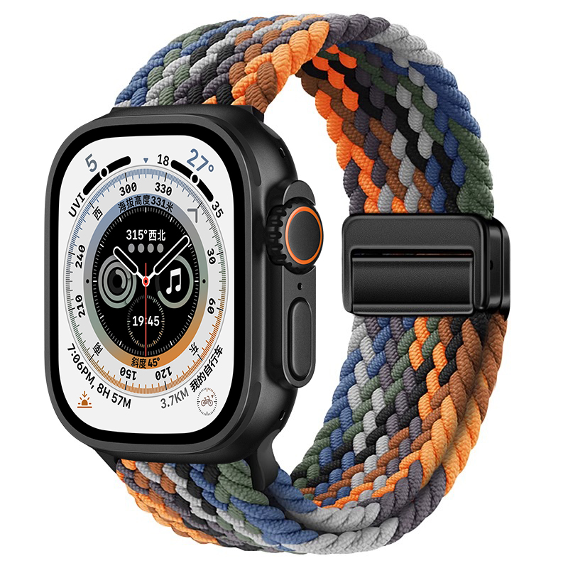 适用iwatch表带编织applewatchultra2表带se苹果手表表带磁吸s9尼龙9代8/7/6新款49mm45/41男女s8运动s7秋冬5 - 图0