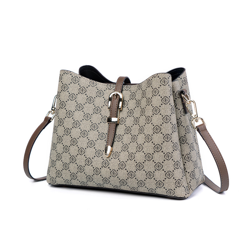 水桶包女2025新款时尚高级感大容量通勤老花包休闲女士单肩斜挎包,淘宝优惠券,粉丝福利购,淘宝优惠卷