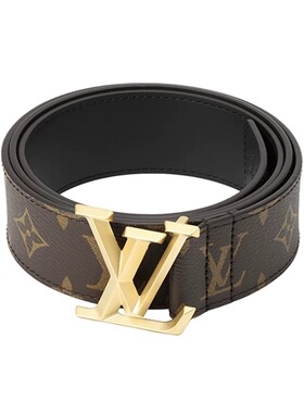 Louis Vuitton路易威登 磨砂金扣式 老花牛皮腰带 宽4cm