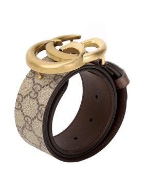 GUCCI/古驰 做旧金 老花腰带 棕红色 宽4cm
