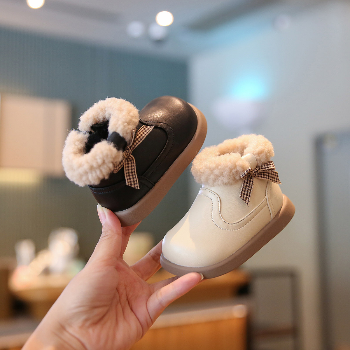 小步点女宝冬鞋软底婴儿鞋子宝宝学步鞋加绒棉鞋毛毛鞋女童雪地靴,淘宝优惠券,粉丝福利购,淘宝优惠卷