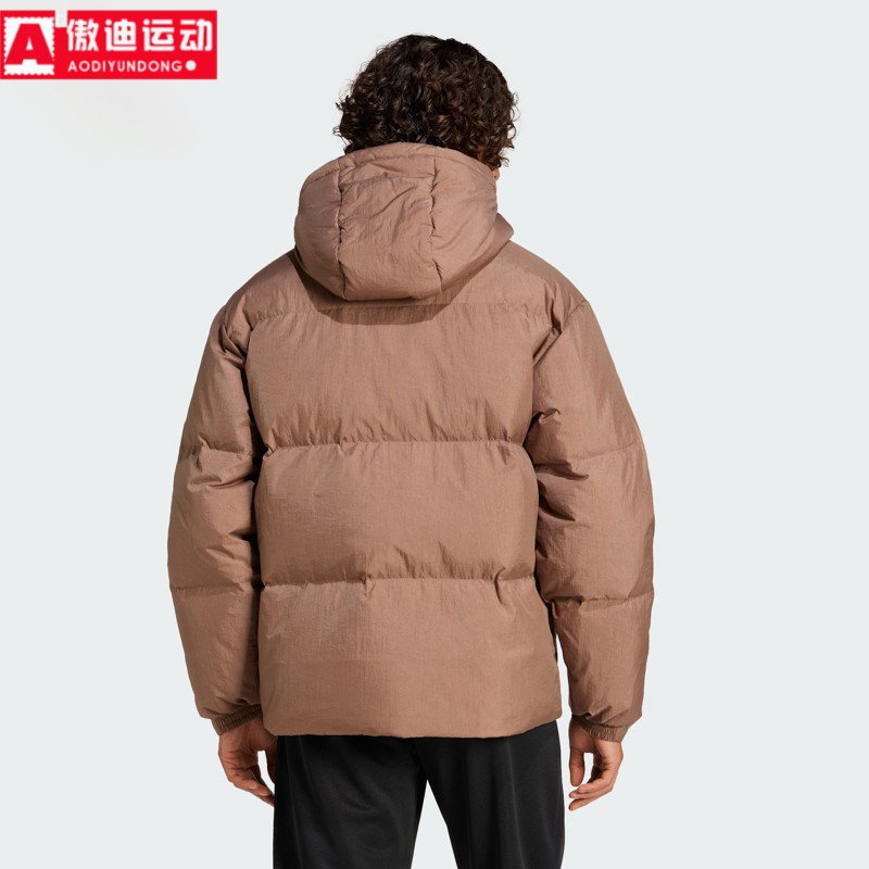 阿迪达斯男子外套2024冬季新款防风保暖运动休闲连帽羽绒服JG5943 - 图0