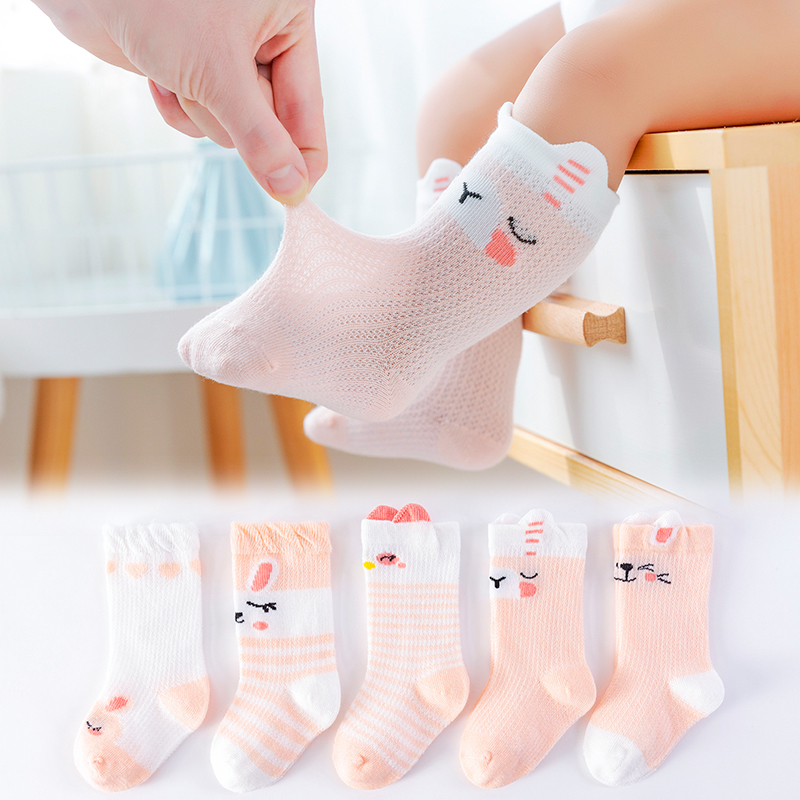 新生婴儿袜子夏季薄款春秋棉袜宝宝男女儿童中长筒夏天0-3个月1岁-图2