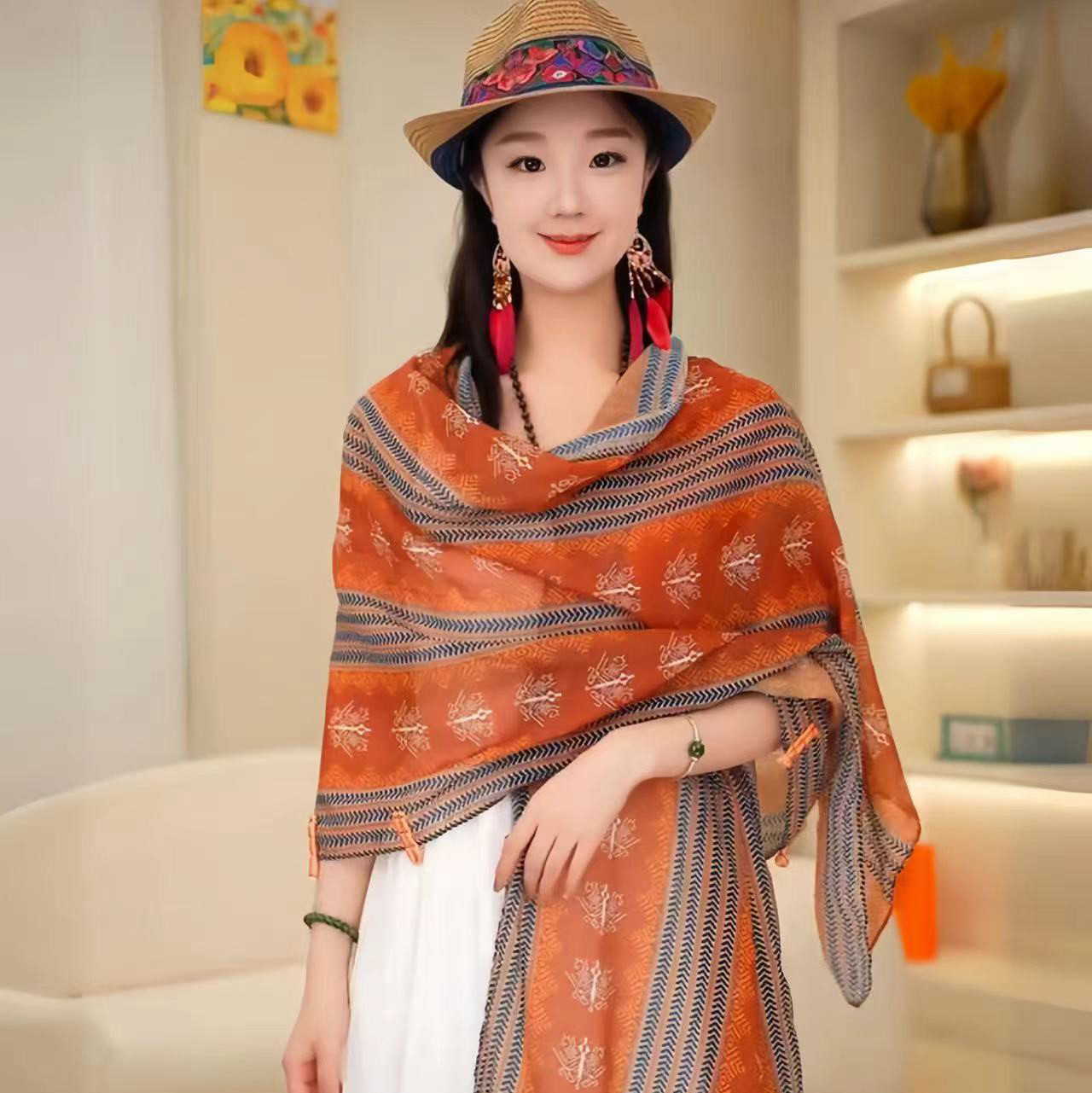 新款夏季度假民族风沙漠西北新疆沙滩草原新中式薄款旅游防晒披肩,淘宝优惠券,粉丝福利购,淘宝优惠卷