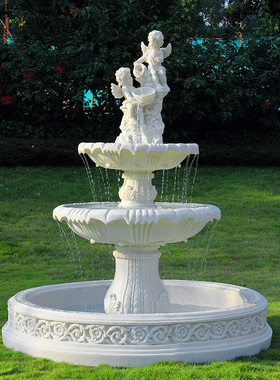 优选欧式流水喷泉婚庆喷水池w造景装饰摆件花园户外庭院水景网红