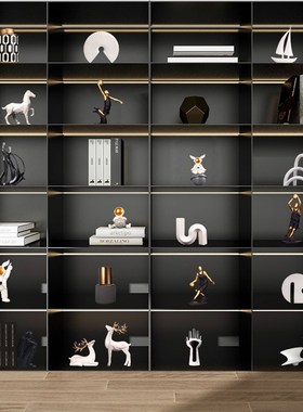 优选新中式轻奢高档家居装饰品摆A件书柜客厅办公室展示柜软装工