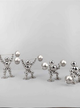 优选新中式烟灰色举重人金属x艺术装饰品办公室样板间客厅家居桌