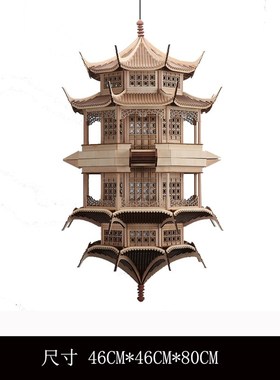 优选新中式创意古建筑镜像倒影八角塔样板房O间售楼处酒店软装饰