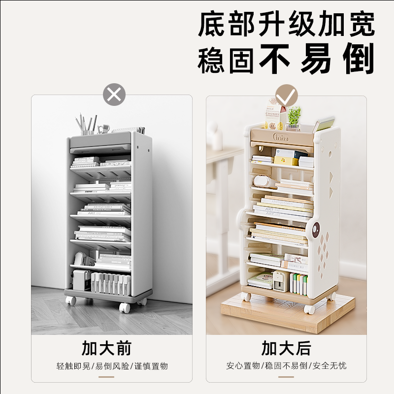 英禾书架桌边绘本架子侧边可移动收纳架家用落地收纳整理置物架子,淘宝优惠券,粉丝福利购,淘宝优惠卷