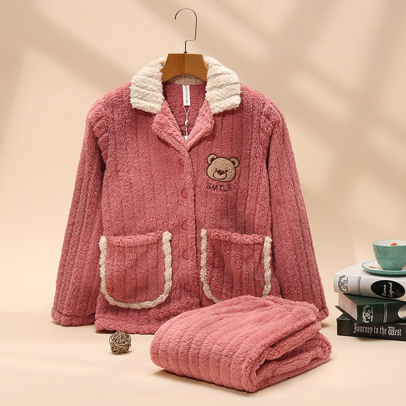 芬腾秋冬季开衫北极绒珊瑚绒睡衣 芬腾outlets店睡衣/家居服套装