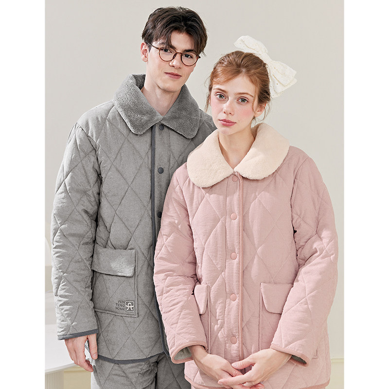 芬腾情侣睡衣女冬季珊瑚绒三层加厚夹棉保暖抗静电男款家居服套装,淘宝优惠券,粉丝福利购,淘宝优惠卷