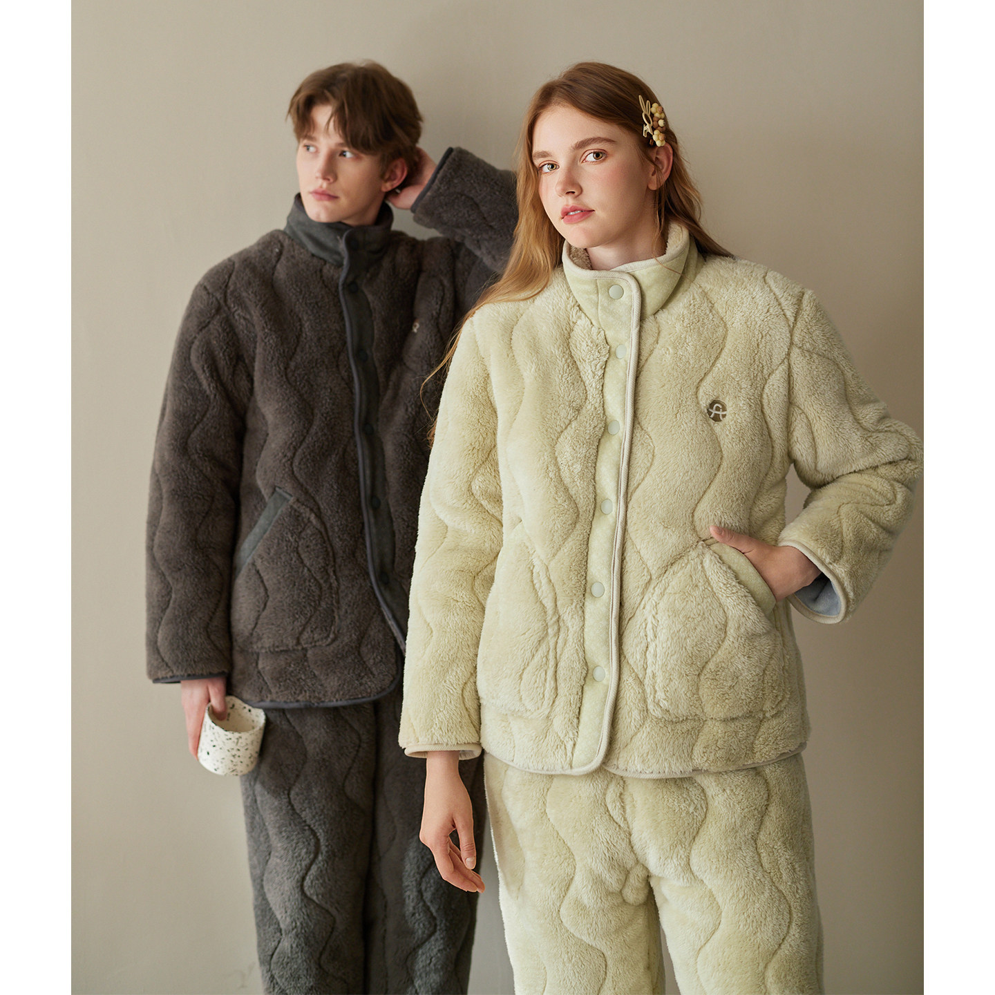 芬腾情侣睡衣女冬季珊瑚绒三层加厚夹棉男抗静电法兰绒家居服套装,淘宝优惠券,粉丝福利购,淘宝优惠卷