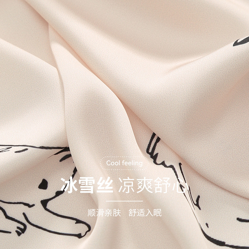 芬腾短袖夏季冰丝开衫v领宽松睡衣 芬腾outlets店睡衣/家居服套装