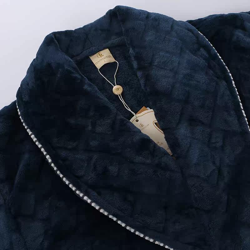 芬腾秋冬季清仓男士珊瑚绒青年睡袍 芬腾outlets店睡袍/浴袍