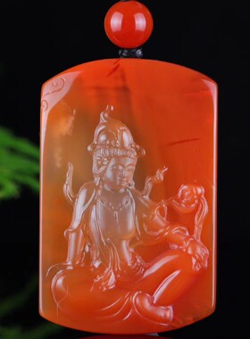 天然南红玛瑙吊坠火焰纹雕刻挂坠男女款挂件饰品情人节生日礼物