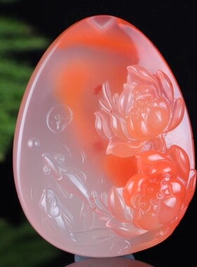 南红玛瑙年年有余吊坠饰品纯天然原石火焰纹冰飘民族风天然