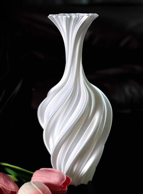 高级感花瓶白色摆件轻奢插花复古客厅中古创意设计感小众器3D打印