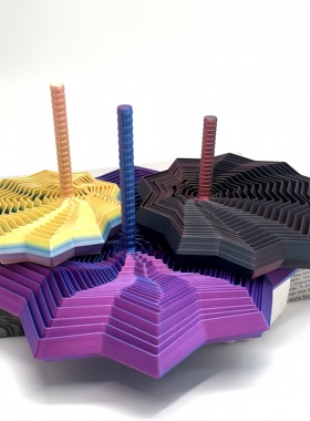 3D打印视错觉折叠儿童益智玩具多边形萝卜塔解压螺旋立体玩具杯垫
