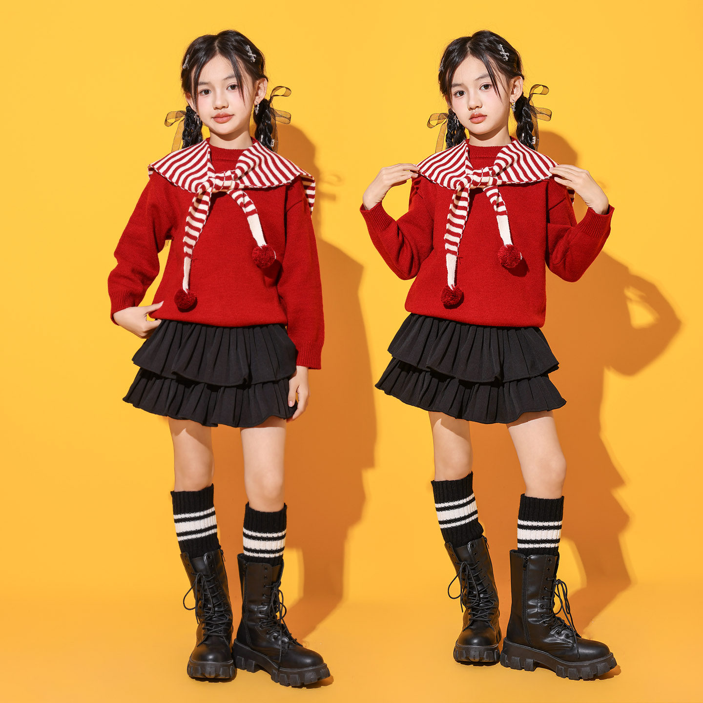 新年春晚儿童合唱演出服幼儿园喜庆小学生元旦表演服红色毛衣套装,淘宝优惠券,粉丝福利购,淘宝优惠卷