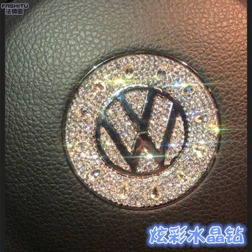 镶钻新大众途观L途昂途岳POLO凌渡甲壳虫车标水钻改装饰车贴钻石 - 图3