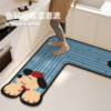 Retro American cartoon kitchen floor mat L-shaped anti-slip mat