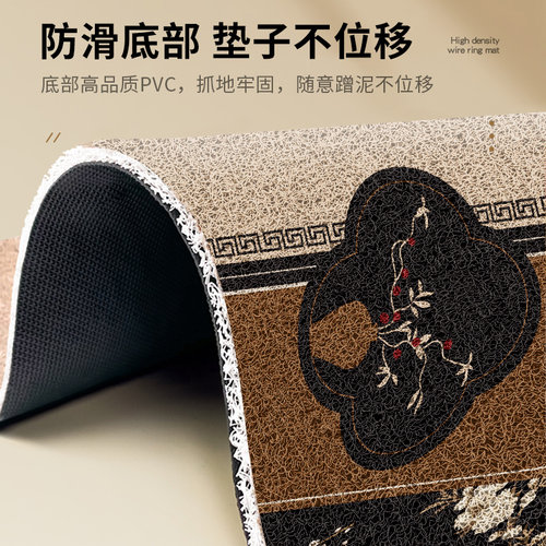 中古风入户门地垫高级感进门耐脏防滑脚垫家用丝圈可裁剪玄关门垫-图2