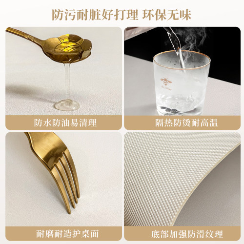 复古咖系皮革餐边柜垫电视柜垫免洗防烫耐脏长条鞋柜垫台面保护垫 - 图2
