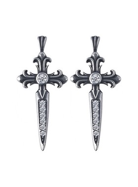 嘻哈鸢尾十字剑吊坠项链男女同款