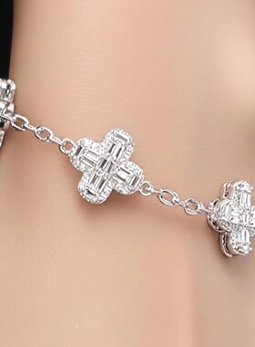 欧美嘻哈风高级感满钻十字架手链