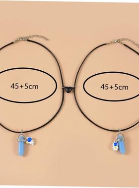 2PCS Luminous Hexagonal Column Couple Magnetic Necklace for